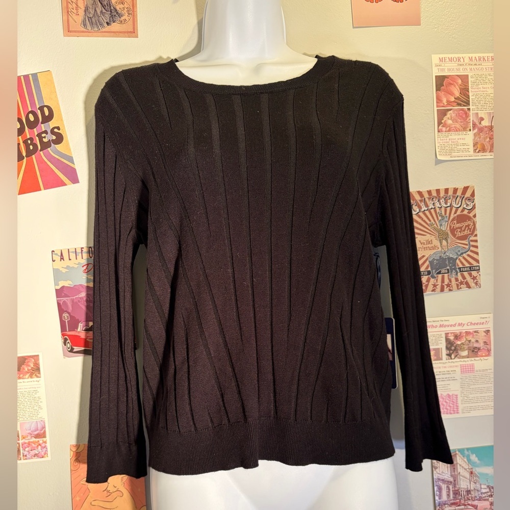 Rachel Black Ribbed Knit Top